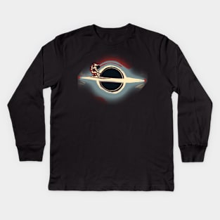 Astronaut Black Hole Surfing Kids Long Sleeve T-Shirt